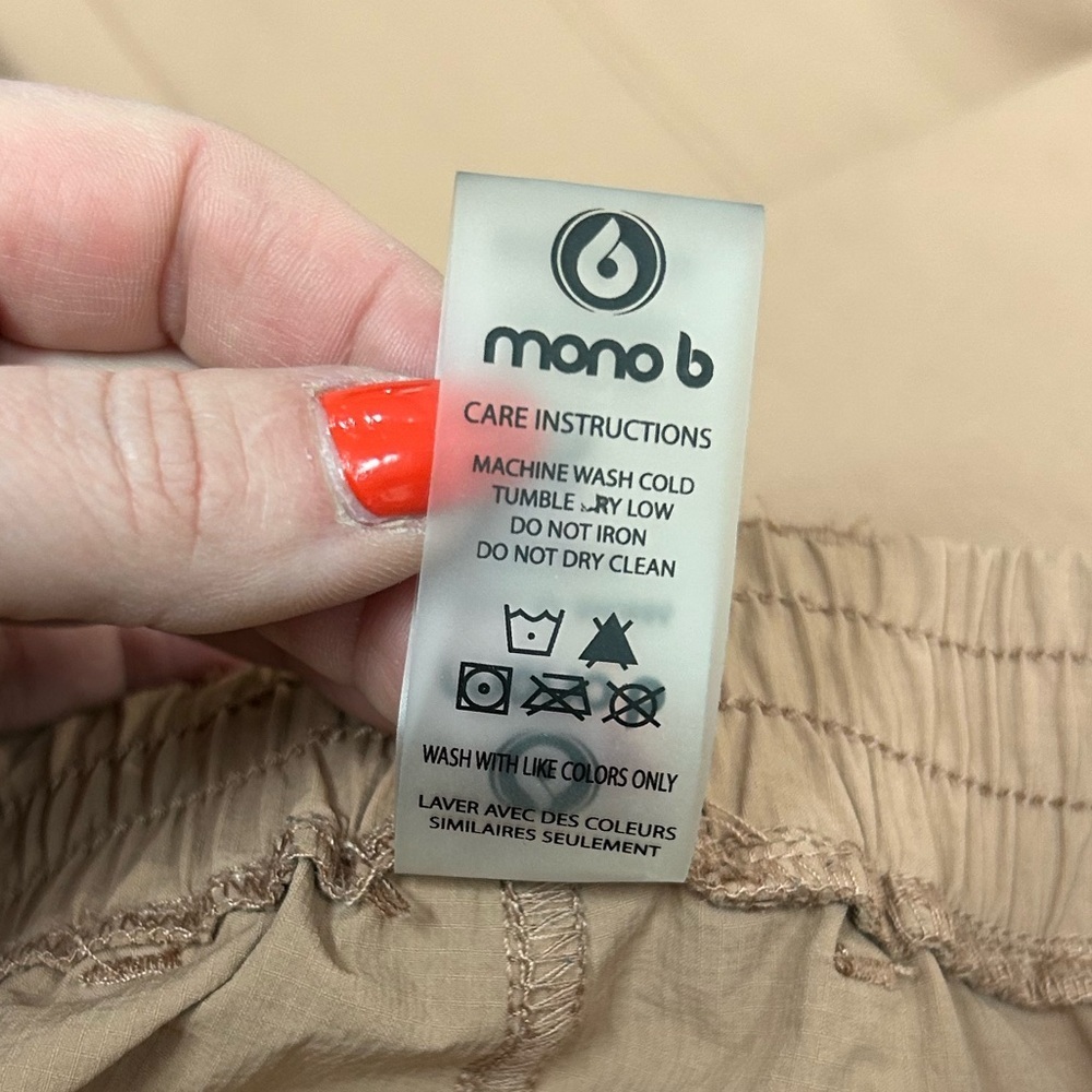 Mono B Cargo Pants Women Small Brown Utility Wide Leg Stretch Waist Athleisure - Picture 9 of 10